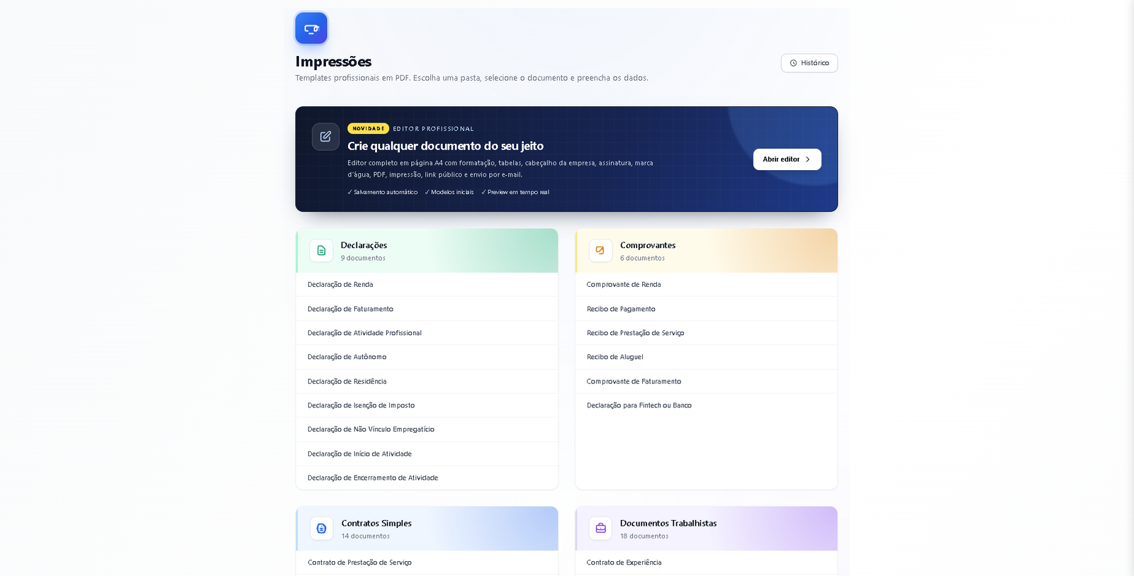 Tenha PDFs prontos para imprimir ou enviar via email